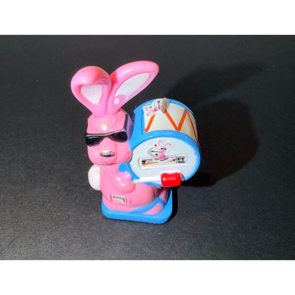 Vintage Energizer Bunny Wind Up Toy Drumming Mascot Pink Sunglasses Keep Going